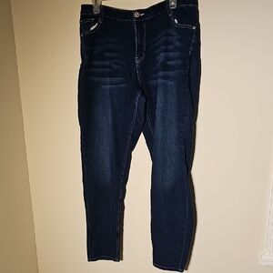 Elegant Dark Blue Skinny Jeans for Women.‎ Size 16 By Dikin. Bling Stretch.